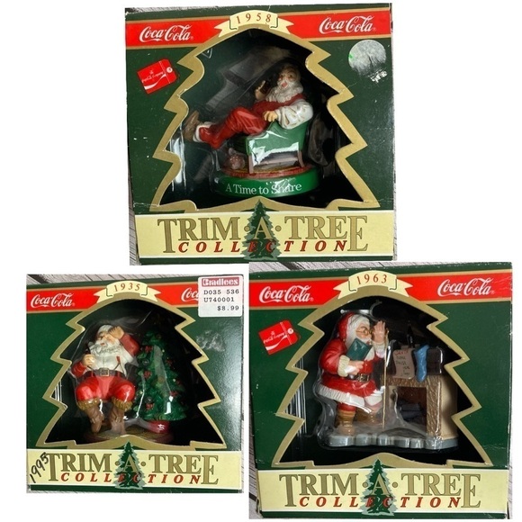 - Set of 3 Coca Cola 1990’s Ornaments New in Box - Picture 1 of 2